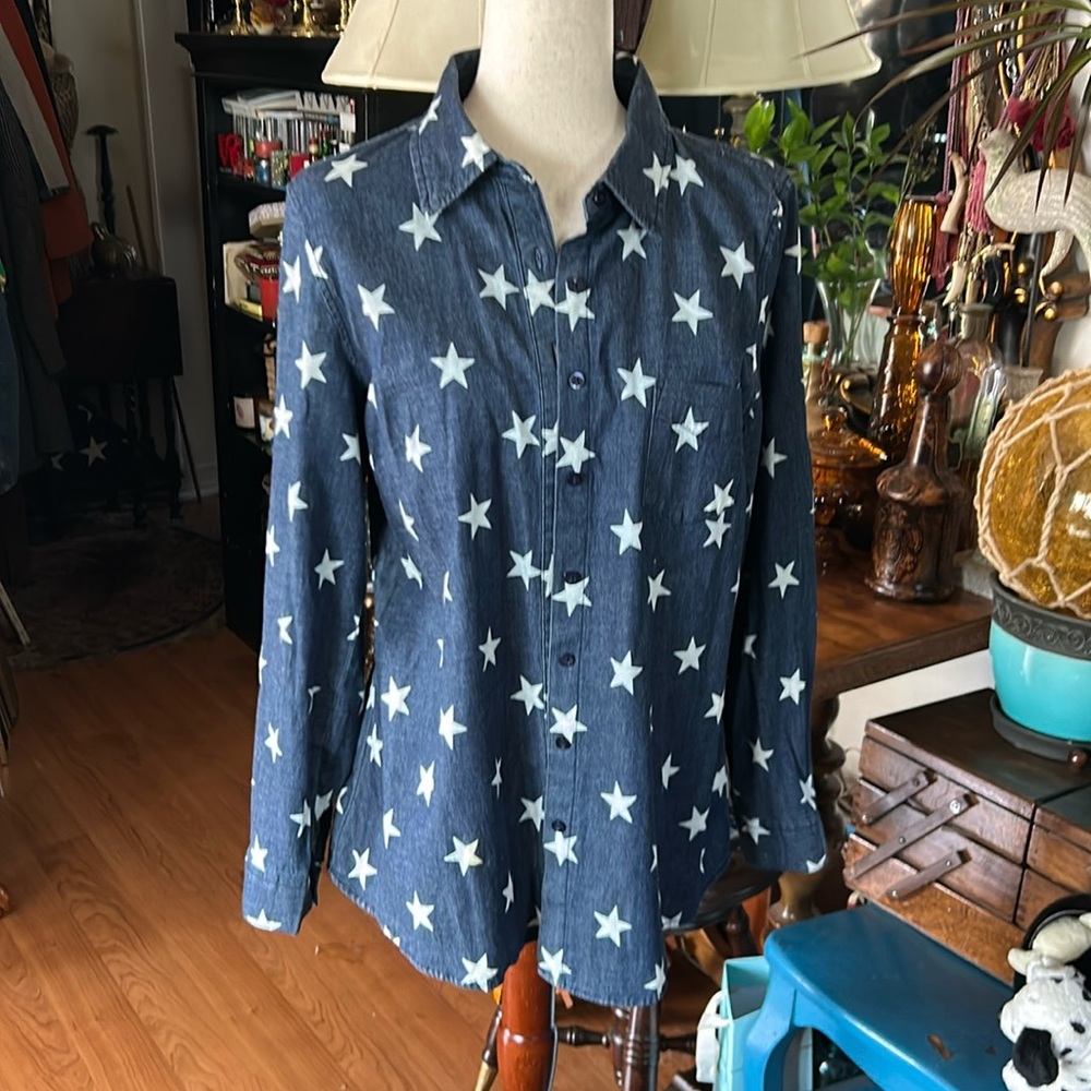 Blue & White Stars Denim Shirt - Picture 15 of 15